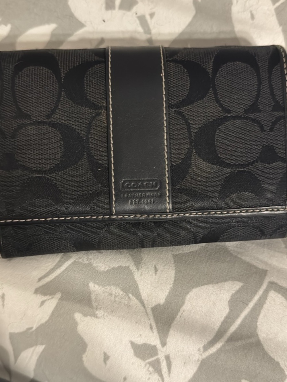 Coach Black Signature Jacquard Continental Wallet